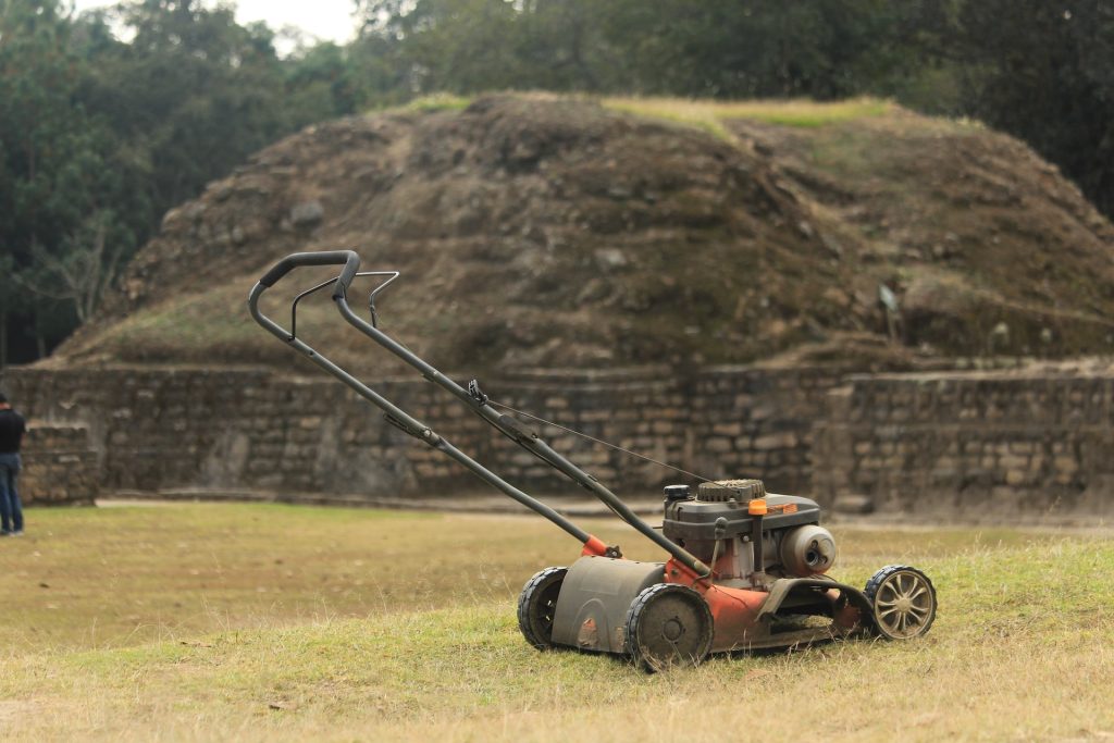 mower in field