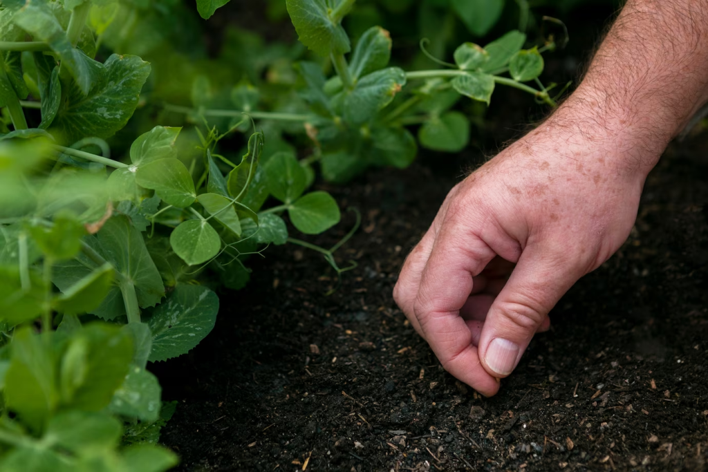 person preparing soil