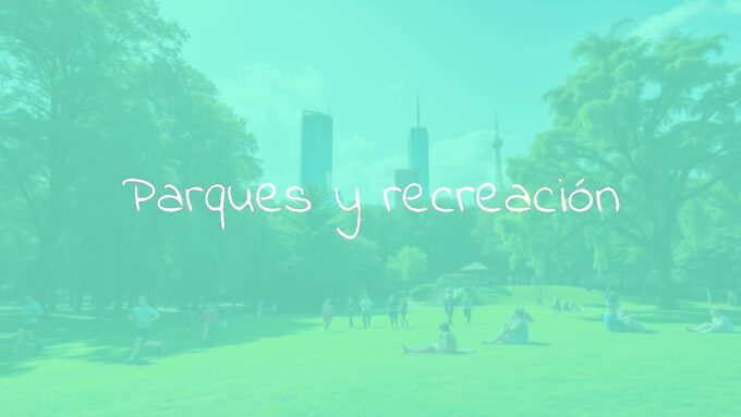 A vibrant city park with people jogging, picnicking, and relaxing on green grass under sunny skies, surrounded by tall trees and a playground, lively and peaceful atmosphere, realistic.