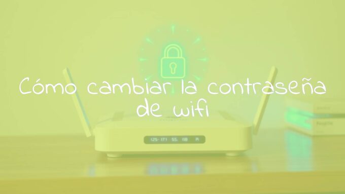 A modern Wi-Fi router on a wooden desk, glowing blue lights, secure digital lock icon floating above, tech security concept, clean and professional.
