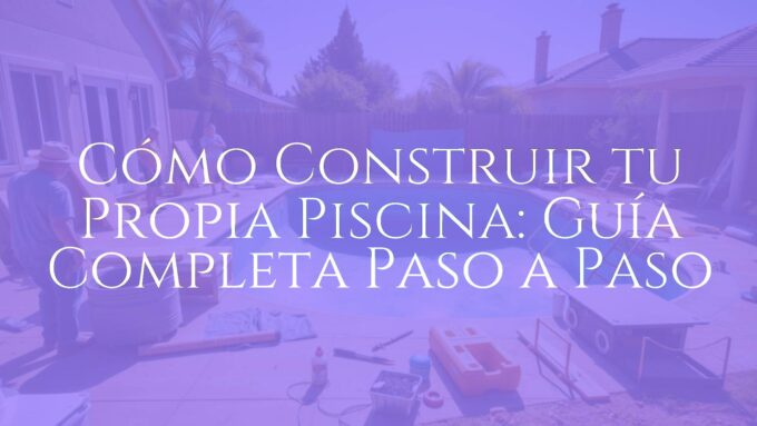 Backyard swimming pool under construction, tools and materials around, sunny day, family watching, realistic style.