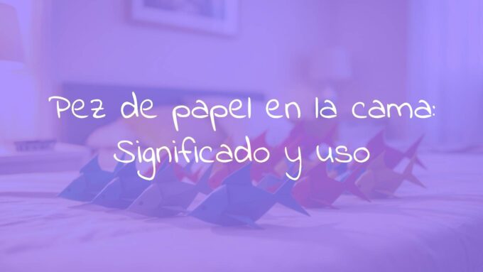 Colorful origami fish on a bed, soft lighting, cozy bedroom setting, playful and artistic vibe, handmade craft aesthetic.