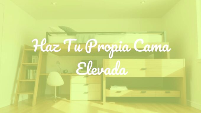 A cozy and modern elevated bed with a comfortable mattress, stylish wooden frame, and space underneath used as a study area with a desk and bookshelf. Bright and airy bedroom with warm lighting, minimalist and functional design.