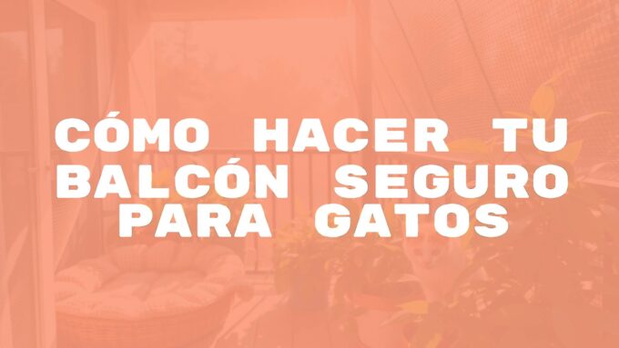 A safe balcony for cats, with protective netting, cozy cat bed, plants, and a curious cat exploring, sunny day, realistic.