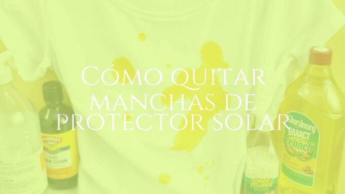 Close-up of a white t-shirt with yellow sunscreen stains, with household cleaning items like vinegar, baking soda, and lemon nearby, bright and clean background, realistic.