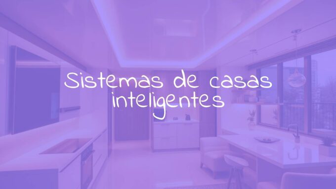 Modern smart home interior with connected devices, automated lighting, and a tablet controlling appliances, sleek and futuristic design, warm and inviting atmosphere.