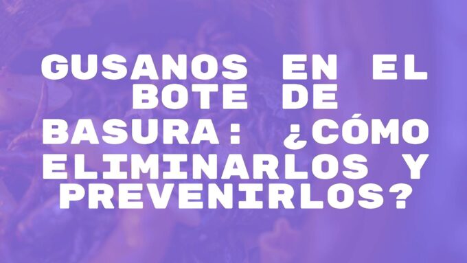 A close-up of a trash bin with visible maggots and flies, organic waste inside, warm lighting, realistic.